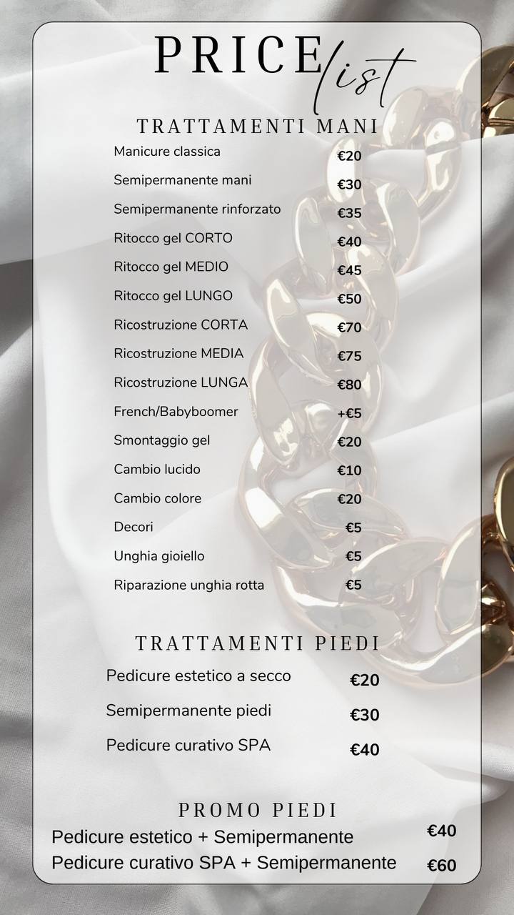 Listino prezzi completo di Luxury Nail Studio